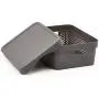 EZOWare Medium Gray Plastic Bubble Shelf Stackable Storage Organizer Basket with Lid Perfect for Storing Household Items