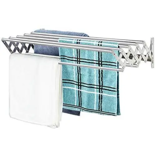 X-cosrack Folding Clothes Drying Rack Wall Mount, Large Retractable 304 Stainless Steel Laundry Drying Rack/Bathroom Towel Rack with Hooks, Rustproof Space-Saving Clothes Hanger for Indoor Outdoor X-cosrack Folding Clothes Drying Rack Wall Mount, Large Retractable 304 Stainless Steel Laundry Drying Rack/Bathroom Towel Rack with Hooks, Rustproof Space-Saving Clothes Hanger for Indoor Outdoor