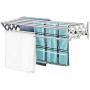X-cosrack Folding Clothes Drying Rack Wall Mount, Large Retractable 304 Stainless Steel Laundry Drying Rack/Bathroom Towel Rack with Hooks, Rustproof Space-Saving Clothes Hanger for Indoor Outdoor