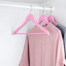 Harbour Housewares Wooden Coat/Clothes Hangers - Trouser Bar & Notches - Pastel Pink - Pack of 10