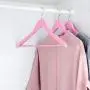 Harbour Housewares Wooden Coat/Clothes Hangers - Trouser Bar & Notches - Pastel Pink - Pack of 10