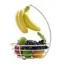 fruit tray for kitchen counter Storage Basket Fruit Basket with Banana Hanger Displaying Fruit Fresh Fruit Holder (color : Brass)