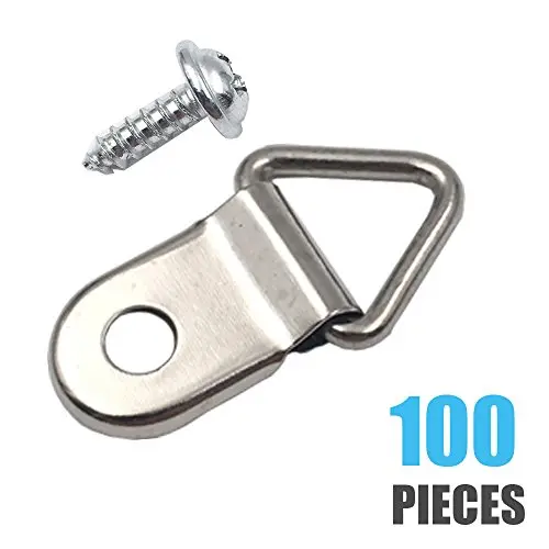 Comdox 100 Pack Picture Hangers Triangle Ring Picture Frame Hanger with Screws Comdox 100 Pack Picture Hangers Triangle Ring Picture Frame Hanger with Screws
