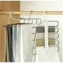 5PC Random Color Newest Arrival 5 in 1 Pant Rack Shelves Stainless Steel Clothes Hangers Multi-Functional Wardrobe Magic Hanger Decoration
