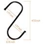 14 Pack Heavy Duty S Hooks, 4.7 Inches S Shaped Hooks for Hanging, Extra Large Stainless Metal Hooks for Kitchen, Bathroom, Bedroom, Office （Black）