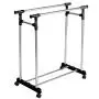BUY JOY Double Adjustable Portable Clothes Rack Hanger Extendable Rolling BUY JOY Double Adjustable Portable Clothes Rack Hanger Extendable Rolling