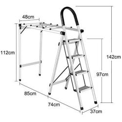 PLLP Drying Rack Hangers Airer Drying Rack Ladder Dualuse Stainless Steel Floorstanding Fold Balcony Indoor and Outdoor Airfoil Hanger Clothes Rack