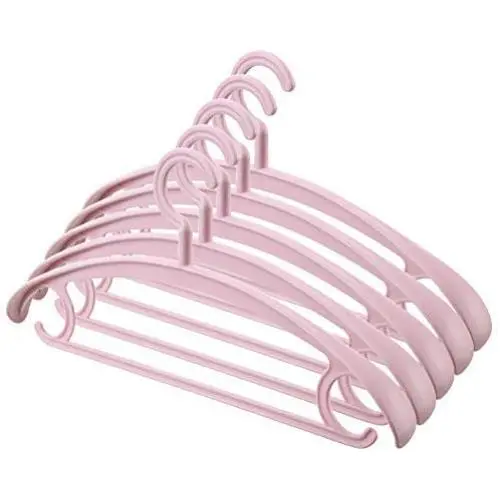 SAASNY Standard Plastic Hangers Adult Clothes Hangers,10 Pack,Thin Space Saving,Non-Slip Material,Simply Elegant,Nice Size for Adult Wardrobe/Closet/Cupboard,42 cm,Pink Ideal for Home and Shops