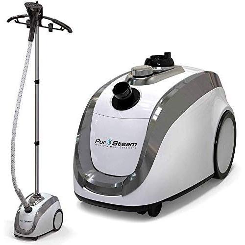 PurSteam - 2019 Official Partner of Fashion - Full Size Steamer for Clothes, Garments, Fabric - Professional Heavy Duty - 4 Steam Levels Producing Perfect Continuous Steam