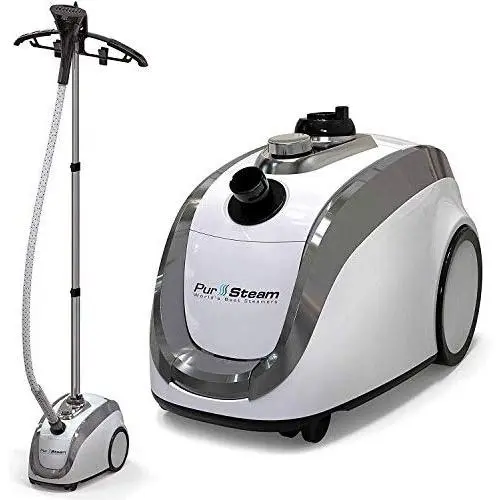 PurSteam - 2019 Official Partner of Fashion - Full Size Steamer for Clothes, Garments, Fabric - Professional Heavy Duty - 4 Steam Levels Producing Perfect Continuous Steam
