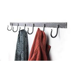 Coat Rack - Black Dog Ironworks | 36" Decorative coat hanger, Hand Forged Iron Coat Hooks | Add character to any rustic interior decor | Classic Style, Six Hooks