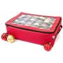 [Red Christmas Ornament Storage Boxes With Dividers] - (Holds 48 Ornaments up to 3 Inches in Diameter) | Acid-Free Removable Trays with Separators | Clear Window to Easily See Storage Bags Contents