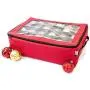 [Red Christmas Ornament Storage Boxes With Dividers] - (Holds 48 Ornaments up to 3 Inches in Diameter) | Acid-Free Removable Trays with Separators | Clear Window to Easily See Storage Bags Contents