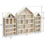 Ikee Design House-Shaped Wooden Shadow Cubby Boxes Display Shelf Toy Organizer Storage Shadow Boxes for Mini Toys Figures, Set of 3, Wash White Color, 10&quot W x 2 1/4&quot D x 15&quot H