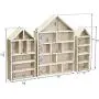 Ikee Design House-Shaped Wooden Shadow Cubby Boxes Display Shelf Toy Organizer Storage Shadow Boxes for Mini Toys Figures, Set of 3, Wash White Color, 10" W x 2 1/4" D x 15" H