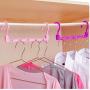 10pcs 5-Hole Space Saving Plastic Clothes Hanger Hanging Organizer Windproof Multi-Port Hook Random Color