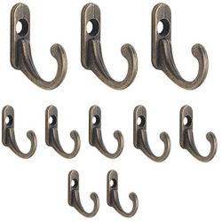 Fenfangxilas Hook, 10Pcs Antique Brass Strong Adhesive Wall Hook Clothes Coat Hanger Home Decor - 10pcs