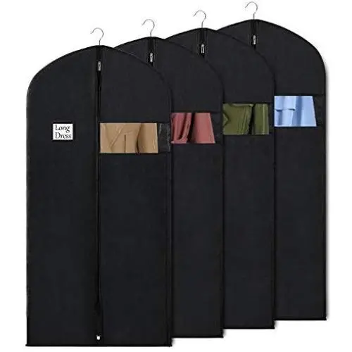 Syeeiex Garment Bag Suit Bags for Storage and Travel 60-inch Dust Cover Breatbable Garment Bags for Long Gowns Suits, Dresses Coats, Set of 4