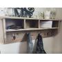 Rustic Barnwood Entryway Coat Hook Hanger with Shelf and Storage Cubbies