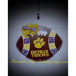 LSU football door hanger wreath geaux tigers door decorations