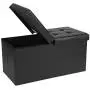 SONGMICS 30 Inches Folding Storage Ottoman Bench with Flipping Lid, Storage Chest Footstool, Faux Leather, Black ULSF45BK