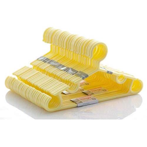 SAASNY Standard Hangers Plastic Hangers,Plastic Babys/Childrens Clothes Hangers,30 Pack,Thin Space Saving,Non-Slip Material,Simply Elegant,Nice Size Closet,Yellow,28 cm for Coat,Jacket,Shirt,Dress