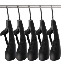 SAN RONG Plastic Extra Wide Suit Hangers, Pack of 15, Width: 17.7",Notched Shoulders & Swivel Hooks, Black