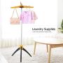 Multi Functional Free Standing Collapsible Clothes Drying Rack,Durable Constuction Collapsible Clothes Drying Rack Foldable Tripod Hanger Stand Portable Indoor/Outdoor (Yellow)
