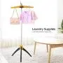 Multi Functional Free Standing Collapsible Clothes Drying Rack,Durable Constuction Collapsible Clothes Drying Rack Foldable Tripod Hanger Stand Portable Indoor/Outdoor (Yellow)