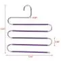 IEOKE Space Saving Pants Hangers, S-Shape 5-Layers Non-Slip Skirts Jeans Hangers Stainless Steel Strong and Anti-Rust Hangers for Trousers Towels Slacks Ties and Scarves 4 Pack
