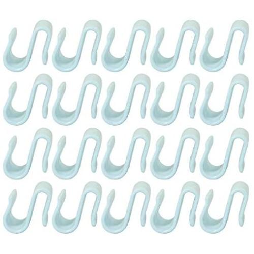 PSCCO 20Pcs White Plastic Hook Supermarket Shelf Big S-Hook Custom for Connecting Wire Shelving White Hook Cardboard Flat Hook
