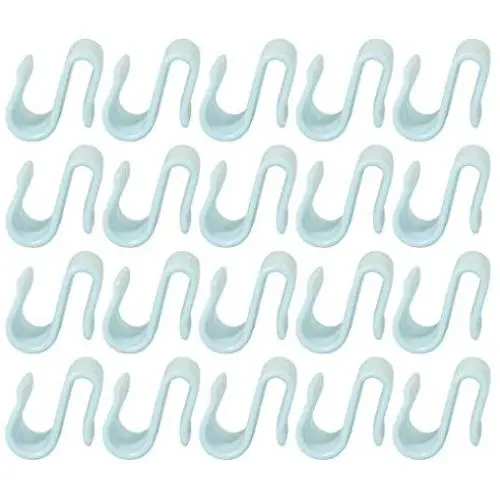 PSCCO 20Pcs White Plastic Hook Supermarket Shelf Big S-Hook Custom for Connecting Wire Shelving White Hook Cardboard Flat Hook