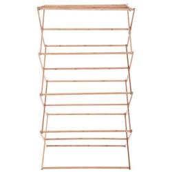 TKI-S Household Clothes Drying Rack - Bamboo Hangers - Heavy Duty Cloth Drying Rack Folding Wooden Balcony Patio Clothes Drying Rack