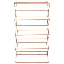 TKI-S Household Clothes Drying Rack - Bamboo Hangers - Heavy Duty Cloth Drying Rack Folding Wooden Balcony Patio Clothes Drying Rack