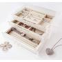 HerFav Jewelry Boxes for Women with 3 Drawers, Velvet Jewelry Organizer for Earring Bangle Bracelet Necklace and Rings Storage Clear Acrylic Jewelry case