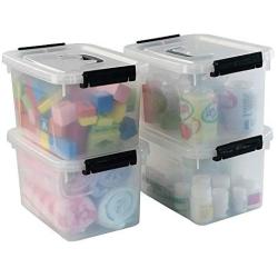 Hommp 5 Liter Clear Storage Boxes Containers, 4-Pack Plastic Latching Boxes with Lid