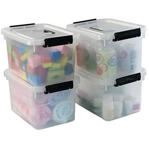 Hommp 5 Liter Clear Storage Boxes Containers, 4-Pack Plastic Latching Boxes with Lid Hommp 5 Liter Clear Storage Boxes Containers, 4-Pack Plastic Latching Boxes with Lid