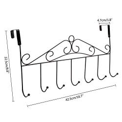 Over Door Hooks,Coat Hooks Rack，Ulifestar Kitchen Cabinet Drawer 7 Metal Hooks for Hanging Clothes Bath Towel Handbag Coat Hat Clothing Hanger Space Saving Storage & Organizer(Black)