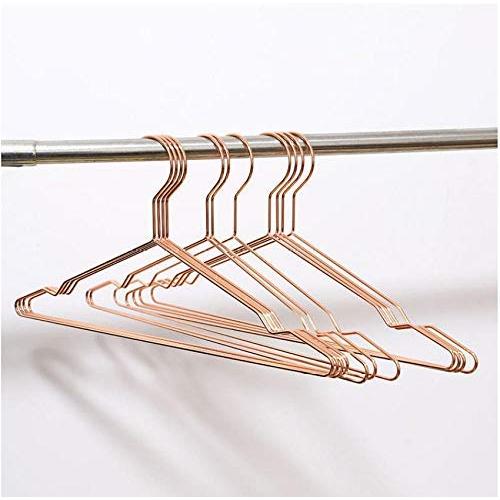 10pcs Golden/Rose Gold Metal Clothes Shirts Hanger with Groove, Heavy Duty Strong Coats Hanger, Suit Hanger, Wire Hanger Random Color