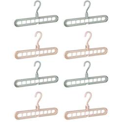 Le Touch 8pcs Magic Cloth Hangers Space Save Organizer, Rotate Anti-Skid Folding Hanger with Multifunction, Closet Wardrobe Hanger with 9 Holes