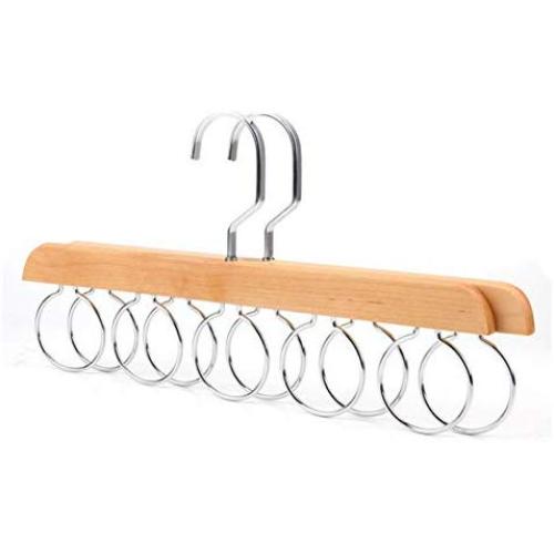 KYCPTNFJ Wooden Storage Rack for Scarf Hanger Tie Belt Closet Organizer with 5 Loops Home Clothes Holder Racks