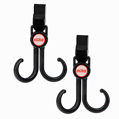 Nuby Double Stroller Hook, Adjustable Hook, Black