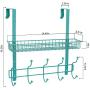 Coat Rack, MILIJIA Over The Door Hanger with Mesh Basket, Detachable Storage Shelf for Towels, Hats, Handbags, Coats (Tiffany Blue)