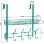 Coat Rack, MILIJIA Over The Door Hanger with Mesh Basket, Detachable Storage Shelf for Towels, Hats, Handbags, Coats (Tiffany Blue)