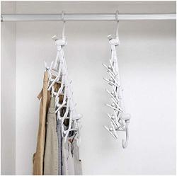 2pcs 6 in 1 Magic Pants Hangers Foldable Space Saving Plastic Multi Hangers Storage Closet Organizer