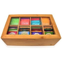 Big Natural Bamboo Tea Boxes Storage Organizer