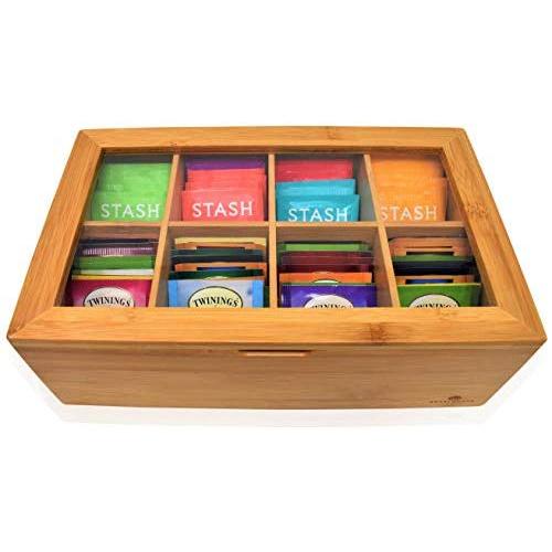 Big Natural Bamboo Tea Boxes Storage Organizer