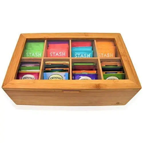 Big Natural Bamboo Tea Boxes Storage Organizer Big Natural Bamboo Tea Boxes Storage Organizer