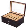 3 Layer Wood Pen Display Boxes 34 Pen Organizer Box, Pen Display Case Storage Box,Top Glass Window Pen Fountain Collection Display Case (Black)