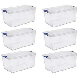 Sterilite 66 Qt./62 L Latch Box, Stadium Blue - 6 Pack